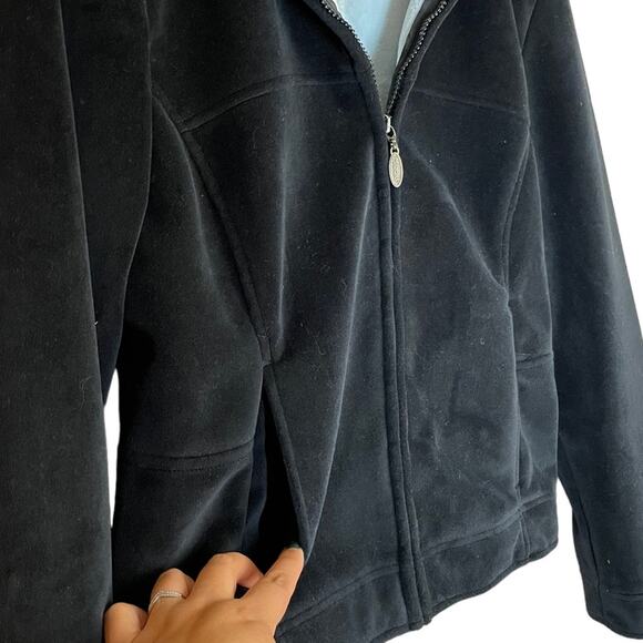 Y2K Rare Mudd Jacket Black Super Soft Velvet inside baby blue Zip Up Size Medium - Picture 4 of 10